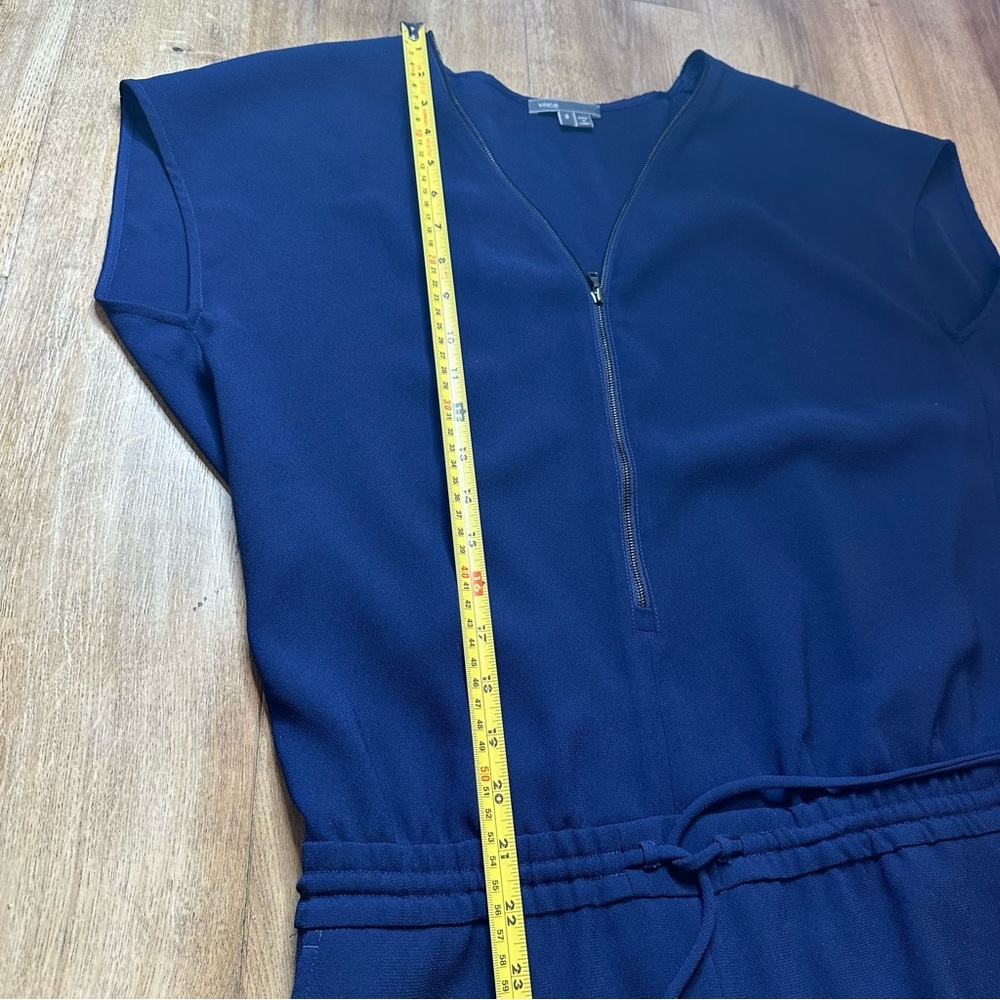 Vince Coastal Cap Sleeve Drawstring Jumpsuit Zip Up Blue Size 8 - Picture 12 of 14